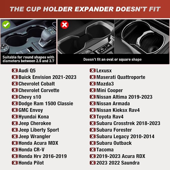 Cup Holder Expander for Car,Upgraded Car Cup Holder Expander Adapter with Offset Adjustable Base and 8" Tray, Fit Most Large Bottles and Mugs-Yeti Ramblers 14/24/36/46oz, Hydro Flasks 32/40oz