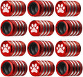 Tire Valve Stem Caps Cover - (12 Pack) Tire Air Caps Metal with Plastic Liner Corrosion Resistant Leak-Proof Dog Paw Print for Car Truck Motorcycle Bike Red