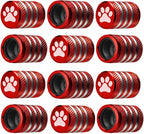 Tire Valve Stem Caps Cover - (12 Pack) Tire Air Caps Metal with Plastic Liner Corrosion Resistant Leak-Proof Dog Paw Print for Car Truck Motorcycle Bike Red