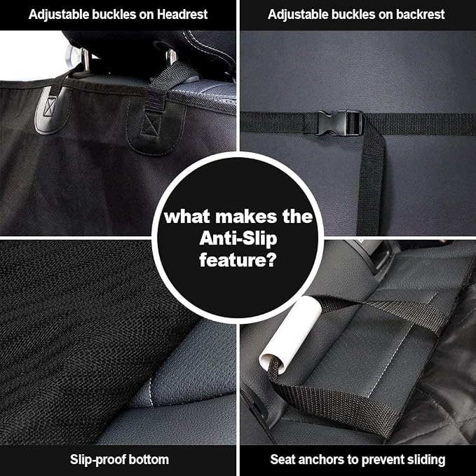 Dog Seat Cover Cars Trucks SUVs, Thick 600D Heavy Duty Pets Car Seat Cover, Waterproof & Wear-Resistant Durable Nonslip Backing & Hammock Convertible, Black, 2 Pack