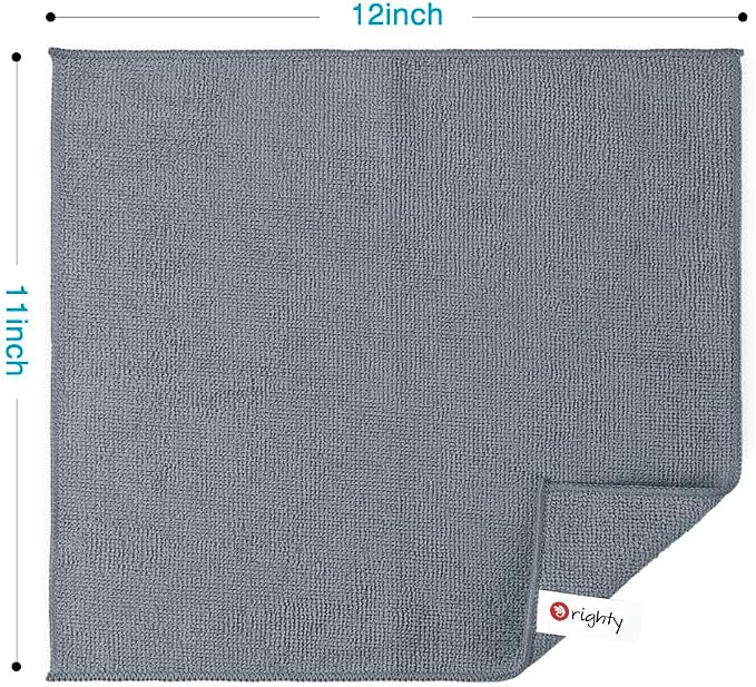Orighty Microfiber Cleaning Cloth, 12 Pack Microfiber Towels for Cars, Highly Absorbent Car Cleaning Supplies, Lint Free Cloths Clean Rags for Car Care, House, Kitchen, 12x11 inch, Grey