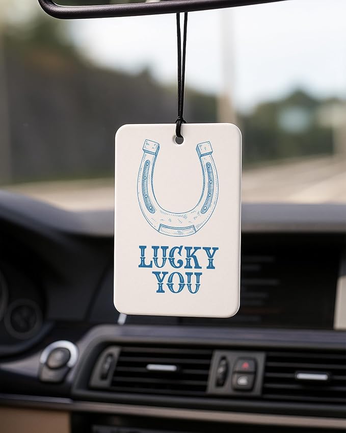 Blue Coastal Cowgirl Car Air Freshener 4 Pcs Coconut Scented, Horseshoe Martini Cowgirl Car Accessories Mirror Decor for Women, Western Hanging Air Freshener for Cars Closet Drawer Books