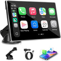 Carplay Screen for Car, 7 inch Wireless Carplay & Android Auto（Silver） | Portable Touchscreen car play with Mirror Link，Bluetooth，Voice Control，Map Navigation，FM Transmit，Plug-and-Play car stereo