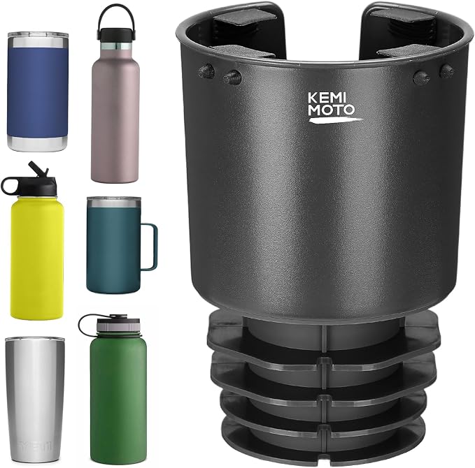 Cup Holder Expander for Car, Compatible with Hydro Flask 32/40oz, Yeti 24/30/36oz, Other Bottles in 18-40oz, Large Cup Holder Adapter Fits for Universal Vehicle, Silver Gray