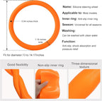 Car Steering Wheel Cover, 13 to 14.17 inches Anti-Slip Silicone Steering Wheel Protector, Soft Flexible Shock-Absorbent Steering Wheel Protective Cover for Most Car Models (Orange)