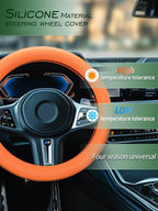 Car Steering Wheel Cover, Non-Slip Silicone Material, Multiple Color Choices, Universal Auto Parts Steering Wheel Cover, Suitable for Most Cars (Orange)