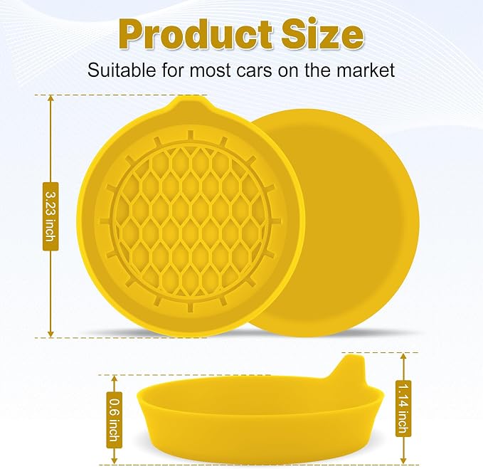 Car Cup Holder Coaster, Silicone Cup Holder Insert, Universal Non-Slip Cup Holders, Car Accessories Interior for Women and Man 4 Pack Yellow