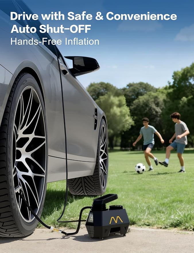 Tire Inflator Portable Air Compressor, Air Pump for Car Tires, 9.84Ft Cord-12V DC-Powered Auto Pump with Digital Pressure Gauge, LED Light-Car Accessories for Car, Motorcycles, Bicycle, Ball, Balloons