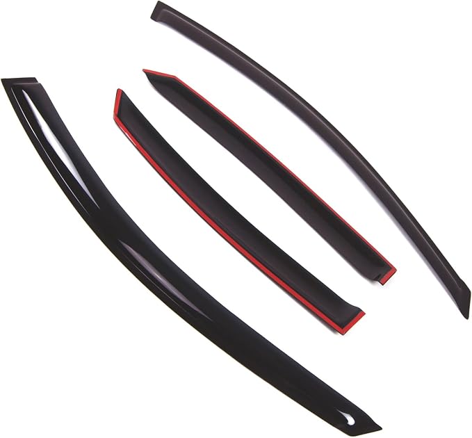Outside Mount Window Vent Visors Rain Guards Compatible with Audi A6 1998-2004 | Side Window Wind Deflectors Rain Shields | Smoke Tinted, 4 Pcs Set, DGWV-667
