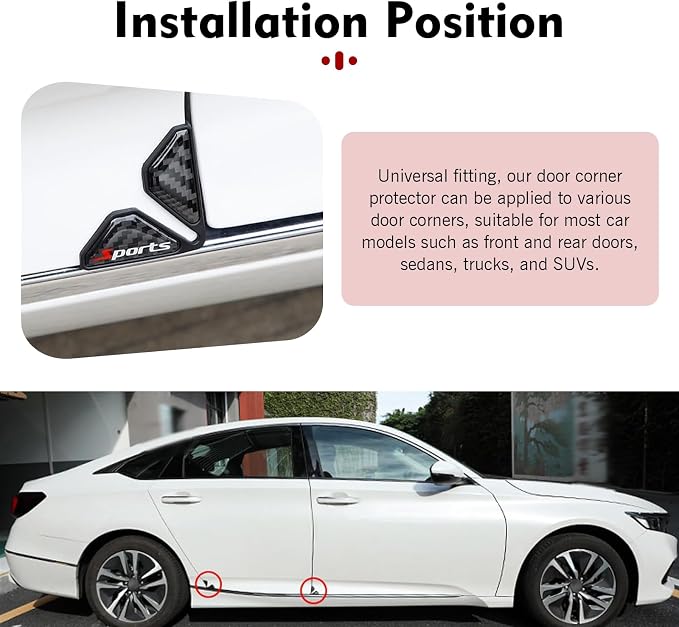 2PCS Car Door Edge Guards, Carbon Fiber Sport Car Door Corner Guards, Anti-Collision Door Corner Protector Trim, Self-Adhesive Auto Corner Protect Sticker, Universal Decor Accessories