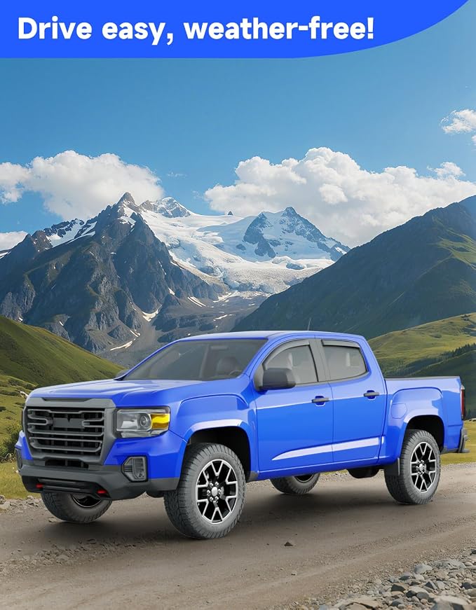 in-Channel Rain Guards Fit for Truck Chevy Colorado/GMC Canyon 2015-2022 Crew Cab Window Rain Guards Visors Vent Visors Window Deflector Vent Shades Car Accessories -4 pcs