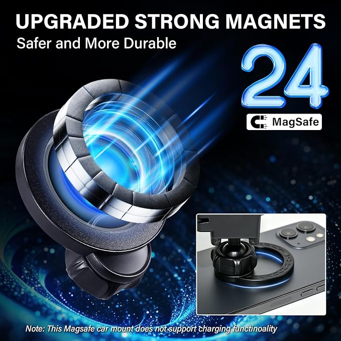 Car Phone Holder for 2019-2025 Toyota RAV4 Accessories 7/8-inch | Strong Magnetic Cell Phone Mount for Magsafe iPhone, 360° Hands-Free No Air Vent Blockage One-Hand Operation Stable Stand