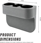 Car Seat Gap Filler Organizer, PU Leather Auto Front Seat Organizer Console Side Filler w/Cup Holder, Multifunctional Bottle Phone Holder Crevice Fillers for Most Car (Gray)