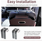 Back Seat Cup Holder for Car – Multifunctional Seat Back Organizer with Drink Holders, Tissue Box Storage & Hooks, Fits Headrest for Auto. (Brown)