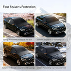 Windshield Cover for Ice and Snow, Winter Summer Sunshade with Thickened 600D Oxford Fabric, Universal Car Frost Shield Snow Cover Windshield Protector Yellow Earmuffs with Four Straps