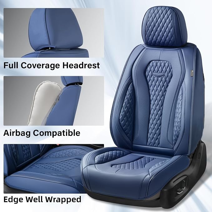 Coverado Seat Covers, Car Seat Covers Front Seats, Blue Car Seat Cover, Waterproof Car Seat Covers, Car Seat Cushion, Front Car Seat Covers Leatherette Car Seat Protector Universal Fit Most Cars