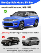 in-Channel Window Rain Guards Fit for 2022-2025 Jeep Grand Cherokee 2-Row (Not for L 3-Row),Extra Durable Visors Vent Visors Window Deflector Vent Shades Car Accessories -4 pcs