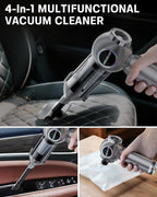 Handheld Car Vacuum Portable Cordless 25000Pa High Power Small Mini Hand Vacuum Rechargeable 4-in-1 Wireless Handheld Vac for Car Office Desktop Home Cleaning Ideal Gifts for Men & Women