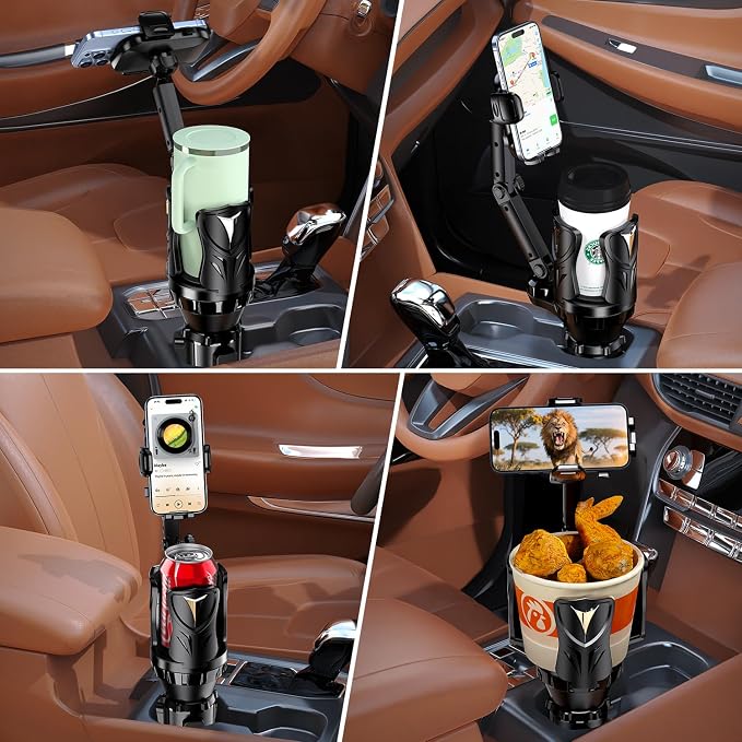 Phone Holders for Your Car, Adjustable Car Cup Holder Expander with Rubber Grip, Secure Hold, Multi-Scenario Use for Drivers, Commuters & Road Trips, Universal Fit for Up to 5.31'' Drinks/Mugs/Foods
