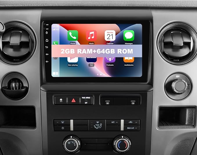 Car Stereo Upgrade for Ford F150 2009-2012 | Android 13 | 9" Touchscreen | 2GB+64GB | CarPlay Android Auto | Bluetooth WiFi | SWC | FM AM | Manuel AC