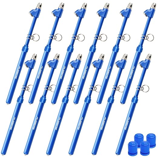 12 Pack Heavy Duty Truck Tire Pressure Gauges, Dual-Head Tire Gauges for Tire Pressure 10-150 PSI/10 BAR, with 4 Valve Caps for Trucks, RVs, Cars, and Motorcycles