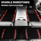 12 Pcs Bling Car Accessories Set for Women Car Floor Mats Full Set Steering Wheel Cover Seat Belt Covers Coasters Universal Fit Car SUV Truck Van Red