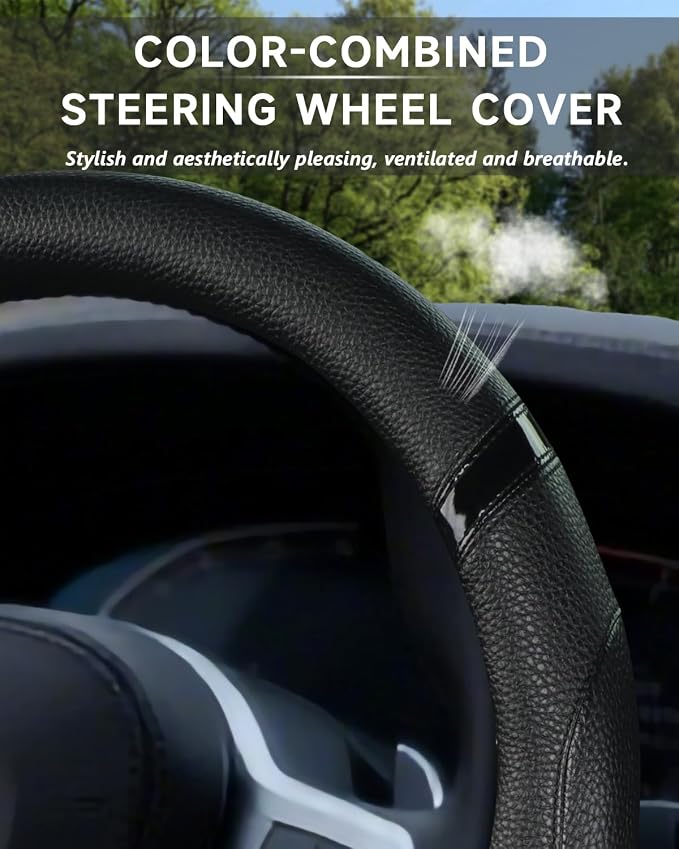 D-Shaped Flat Bottom Steering Wheel Cover for Women Girl - Stylish Car Accessory (Full Black)