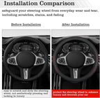 Car Leather Steering Wheel Cover - Panapi Material, Universal 14.5-15 Inch Leather Anti-Slip Breathable Auto Steering Wheel Covers for Men Women (Wave Point-Red)