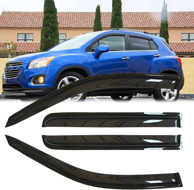 4pc Original Shatterproof Rainproof Side Window Wind Deflector for Trax 15-22,Tape-on Rain Guards Set,Nice Looking Window Visor for Cars,Vent Deflectors for 2013-2022 Buick Encore 2015-2022 Trax 94446