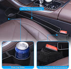 Car Seat Gap Filler, Multifunctional Seat Side Gap Filler with Cup Holder & Organizer, Gap Stopper Universal Fit Car SUV Truck Fill The Gap Between Seat & Console Set of 2 (Black)