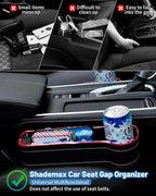 LED Car Seat Gap Filler Organizer Console Side Storage Box Between Seats with Cup Holders RGB Color Changing Storage Front Seat Gap Filler with USB Charging Car Interior Accessories (2 Pack)