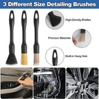 Windshield Cleaner Tool, 14Pcs Car Cleaning Kit - Car Interior Detailing Kit with Extendable Handle, Cleaning Gel & Microfiber Pads, All-in-One Inside Car Cleaning Supplies for Women Men