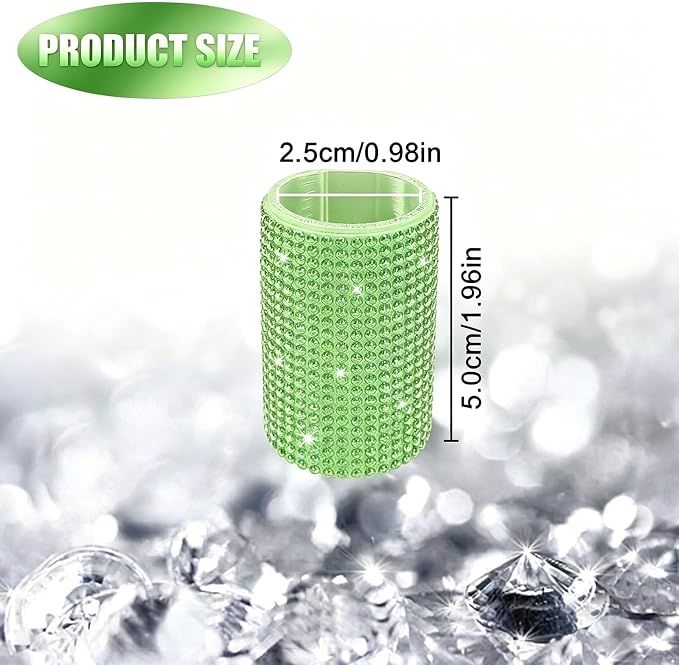 Upright Car Chapstick Holder, Bling Insulating Lip Balm Holder,Rhinestone Car Accessories for Women Interior,Suitable for Most Vehicles. (Green)
