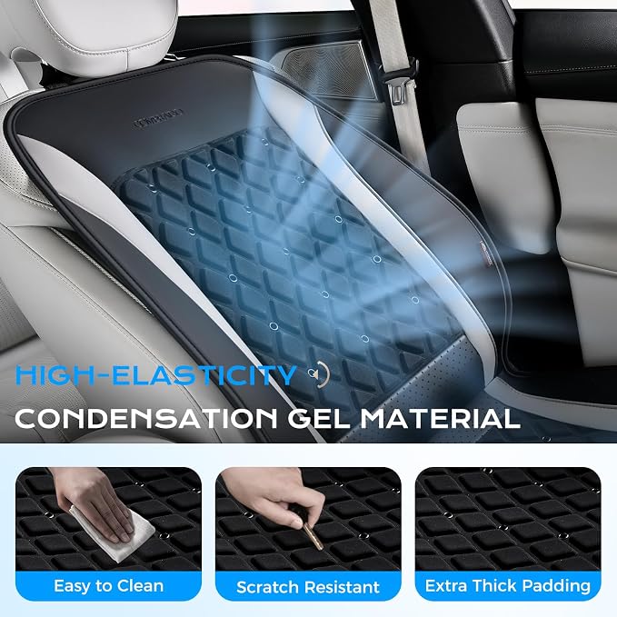 Coverado Upgraded Cooling Car Seat Cover, 12V-24V Ventilated Car Seat Cushion with 8 Fans, Cooled Seat Cover for Car SUV Truck Universal Fit,Dual car Ports + A+C USB Ports Fashion Gray