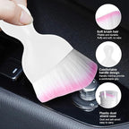 Car Detailing Brush, Curved Soft Bristles Auto Removal Dust Collectors, Universal Vehicle Dashboard, Air Conditioner Vents etc Interior Cleaning Tool Accessory (White/White/Pink)