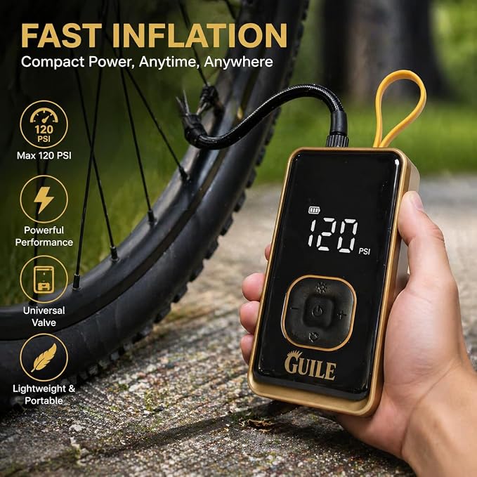 Portable Tire Inflator Air Compressor - 150PSI Smart Cordless Car Tire Pump with Digital Pressure Gauge, Auto Shut-Off, Rechargeable Battery Power Bank for Car, Motorcycle, Bicycle, Ball