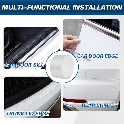 3D Carbon Fiber Clear Car Door Edge Protector, Anti-Collision Door Sill Guard Wrap Film, Universal Vehicle Door Edge Trim Guard 2.7 Inch x 16.5 Ft Transparent
