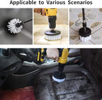 8 Pcs Drill Brush Attachment Set, Power Cleaning Scrub Brush Kit with Extend Long Attachment, All Purpose Drill Scrub Brushes for Car, Grout, Floor, Tub, Bathroom and Kitchen (White)