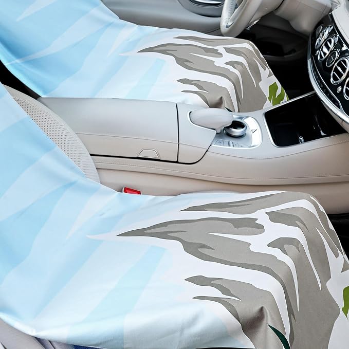 Car Seat Towel Covers with Storage Bag, 63 x 32 Inch Universal Non Slip Waterproof Sweat Protector for Car Truck, Gym Swimming Running, Machine Washable(2 Pack,National Park 1)
