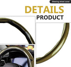 3pcs Universal Carbon Fiber Steering Wheel Cover - Anti-Slip & Segmented Design, Universal 99% Durable Steering Wheel Protector for Men and Women, Car Interior Accessory (Yellow)