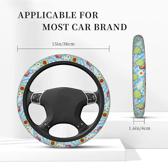 Happy Frog Elastic Steering Wheel Cover Non-Slip Breathable Steering Wheel Protector Fit Auto, SUVs, Truck