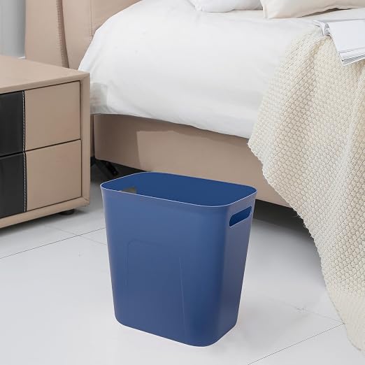 Plastic Small Bathroom Trash Can Wastebasket, 3.5 Gallon, Blue | Compact Sturdy Garbage Can for Bathroom, Laundry Room, Kitchen, Office, Kids Room, Dorm, Durable, Easy to Clean