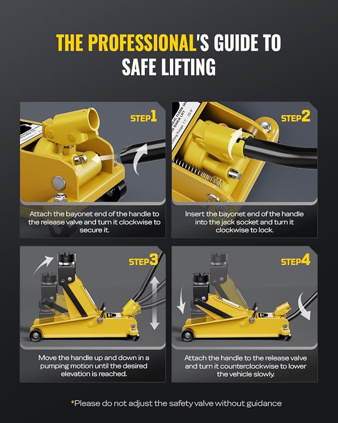 3 Ton (6600 lbs) Floor Jack, Heavy Duty Steel Hydraulic Jack for Car, Low Profile Floor Jack with Rubber Pad, Quick Lift Car Jack with Lifting Range 7.1'' to 20.9'', Yellow