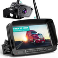 Nuoenx Wireless Backup Camera, 7 Inch Monitor Rear View Camera System for RV, Trailers, Trucks, 5th Wheels, Support 2 Cameras, IP69 Waterproof 18 LED IR Night Vision 152° View Camera, DIY Guide Lines