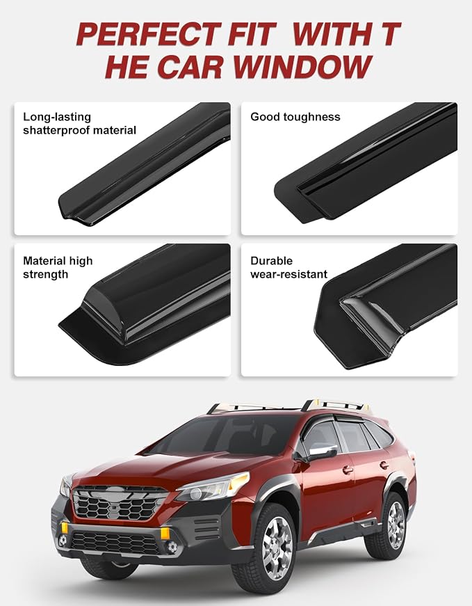 2020-2025 Tape-On Rain Guards for Subaru Outback Side Window Visor Deflectors, Premium Limited Touring, Durable Tinted Vent Shades 2021 2022 2023 2024, Window Visors Wind Deflector Dark