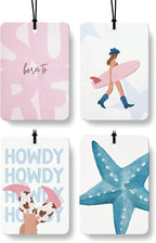 Coastal Cowgirl Car Air Freshener 4 Pcs Coconut Scented, Preppy Starfish Beach Car Accessories Mirror Decor for Women, Western Beachy Hanging Air Freshener for Cars Closet Drawer Books
