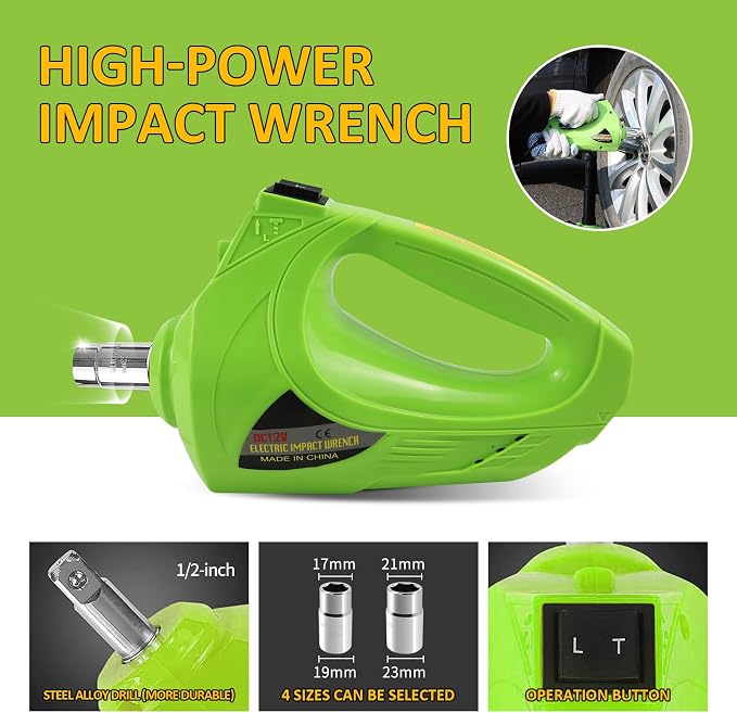 Electric Car Jack Kit 5Ton 12V Car Jack(Lifting Range: 6.1~20.86 inch) with Impact Wrench Tire Inflator for SUV MPV Sedan Truck Change Tires Garage Repair and Emergency Tire Change