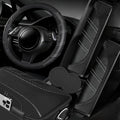 6 Pcs Black Car Accessories Set, Sport Leather Steering Wheel Cover 14.5-15inch Universal, Car Center Console Cover, Seat Belt Cushion, Cup Holder Coaster (Black Carbon Fiber)