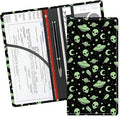 Leather Car Registration and Insurance Card Holder, Cute Car Accessories Vehicle Glove Box Car Organizer for Documents, Cards, License Cute Green Aliens