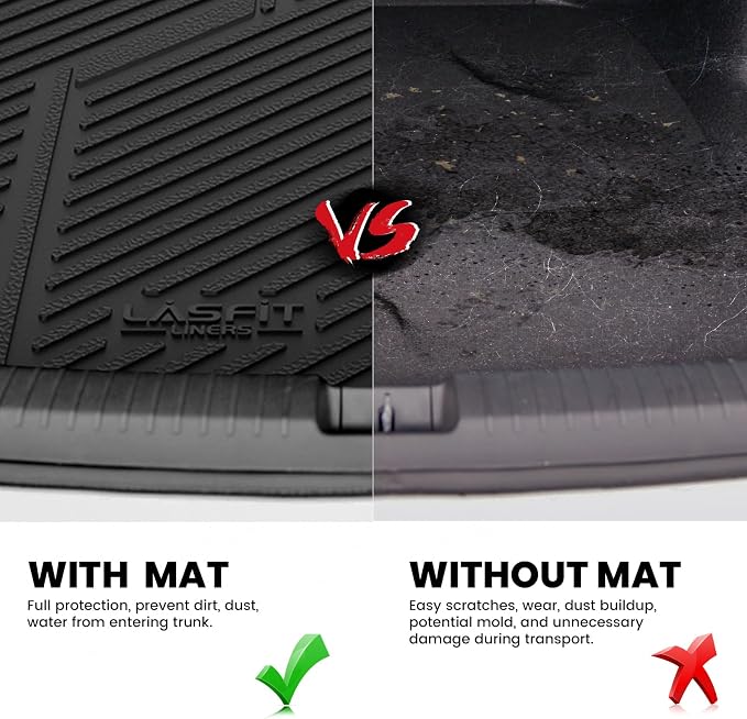 Floor Mats & Trunk Mat for Honda Accord Sedan 2013 2014 2015 2016 2017 (Not for Coupe & Hybrid), All Weather TPE Custom Fit Anti-Slip Odorless Car Floor Liner, 1st & 2nd Row & Cargo Mat, Black